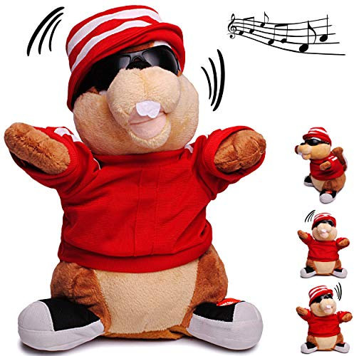 alles-meine.de GmbH XL - singender & Tanzender - Biber - It´s Christmas - Plüschtier mit Sound & Bewegung - 27 cm - aus Stoff/Plüsch - Weihnachtsmann/Streifenhörnchen Chipmun..