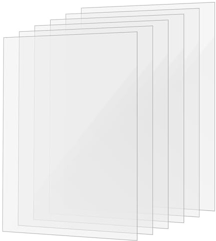 Funsuei 6 stycken A3 akrylplatta 2 mm, akrylglasplatta, 420 x 290 mm akrylskiva transparent plastplatta för gör-det-själv-hantverk