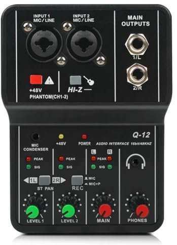 Eighosee Professioneller Audiomixer, Soundkarte mit Monitor, E-Gitarre, Live-Übertragungsaufnahme für Studio, Gesang, Computer, PC