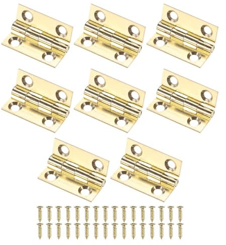 M METERXITY 8er-Pack Kleine Türscharniere 1 Zoll (25mm) Messing Innentür-Faltscharniere Mini-Scharniere Mit Schrauben Für Holzkiste/Schmuckkiste/Schrank
