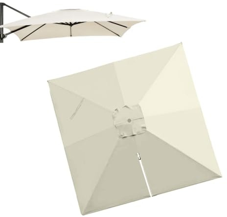 HULKAY 300x400cm Sonnenschirm Ersatzbezug Ampelschirm Ersatzdach Rechteckig Marktschirm Gartenschirm Ersatzabdeckung Für 8 Rippen (Beige, 4 * 3/13 * 10ft)