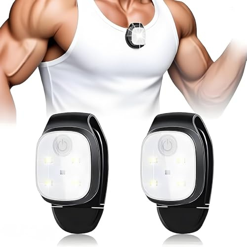 LED-Klemmlampe, 2 Stück Clip Lampe im Freien USB wiederaufladbar, Nachtclip Lauflampe LED kleine Stirnlampe laufen Ausrüstung Sicherheitslicht Laufzubehör für Laufen Jogging Camping Wandern