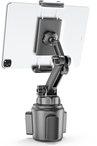Charchendo Adjustable Extendable Cup Holder Tablet Stand - 4-12.9 inch Tablet & Phone Mount, Non-Slip Secure Clamp, for Car/Truck, Fits iPad Pro/Air/Mini, Samsung Galaxy Tab