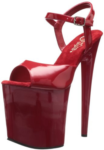 Pleaser FLAMINGO-809, Damen Plateau Sandalen, Rot (Rot (Red Pat/Red)), 36 EU (3 Damen UK)