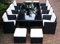 Ragnarök-Möbeldesign Wieland Premium PolyRattan Essgruppe - Deutscher Hersteller - 8 Jahre GARANTIE - Tisch Stuhl Hocker schwarz Aluminium