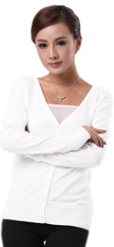 Mooncolour Womens 24 Colors Knit Outwear Autumn Cardigan Sweater, White, UK14