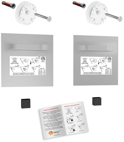 hang-it Spiegelbefestigung Set Premium M - 2 Stück Spiegelbleche 100x100 mm und Exzenterscheiben - 100x100mm - Spiegelhalter