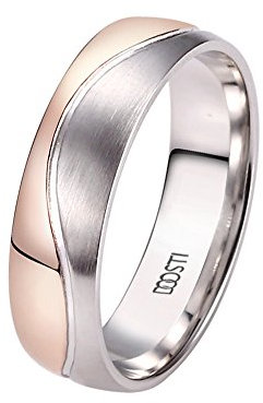 DOOSTI Trauring/Ehering/Partnerring Bicolor aus 585/- Rosegold/Weißgold - inkl. Gratis Gravur
