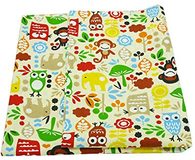 Shengze Baumwollstoff mit Eulen- und Affendruck, 50 x 160 cm / Stück, für Flickendecken, Babyzimmer-Dekoration, Kissenbezug, Näh-Handwerk