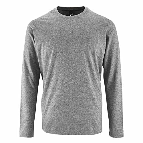Sols Herren T-Shirt Imperial, langärmlig (L) (Grau Meliert)