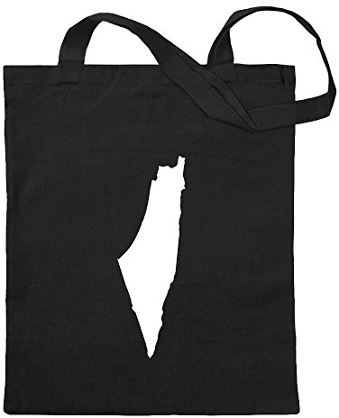 Kiwistar - Baumwolltasche - schwarz - Palästina Umriss Kontur - Tragetasche Stoffbeutel Umhängetasche Langer Henkel