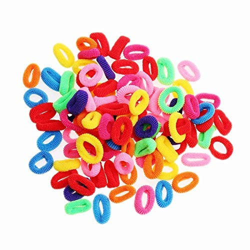 cuhair 100 Pièces Liens de Cheveux Élastiques Mini Chouchous Bandes de Caoutchouc Minuscules Coloré Filles Porte-Queue de Cheval pour Bébé Enfants (5#)