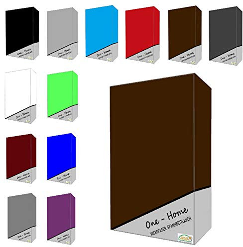 one-home Microfaser Spannbettlaken Spannbetttuch Bettlaken Betttuch mit Rundumgummi, Farbe:Braun, Maße:90x200 cm - 100x200 cm