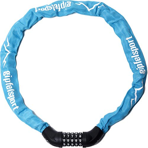 gipfelsport Fahrradschloss - Kettenschloss mit Zahlen I Fahrrad Zahlenschloss für Kinder und Erwachsene, türkis