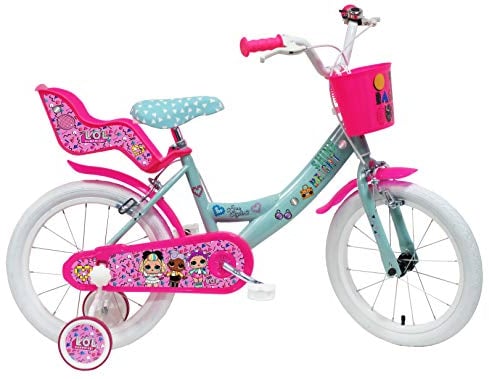 LOL - Bicicletta per Bambini, 2 Freni, Rosa-Celeste, misura 16