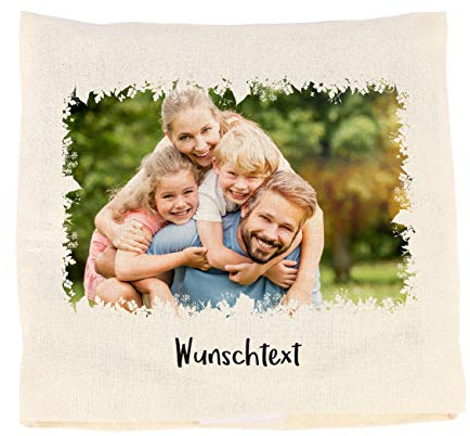 Herz & Heim® Kirschkernkissen mit waschbaren Bezug - Fotoaufdruck und Wunschtext - als Ersatz für Ihren Schatz oder Geschenk für Oma und Opa Blütenrahmen