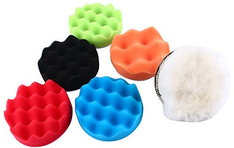 g3 applicator waffle pad + Polishing Pads,7Pcs 6inches Sponge Polishing Waxing Buffing Pads Car Polisher + M14 Drill Adapter Kit