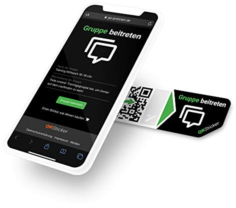 QRSticker Gruppe beitreten Aufkleber zum Teilen und Beitreten von Gruppen, für Familien, Freunde oder Vereine, mit Smartphone App, geeignet für WhatsApp, Telegram und co, QR-Code (XS, 16 Sticker)