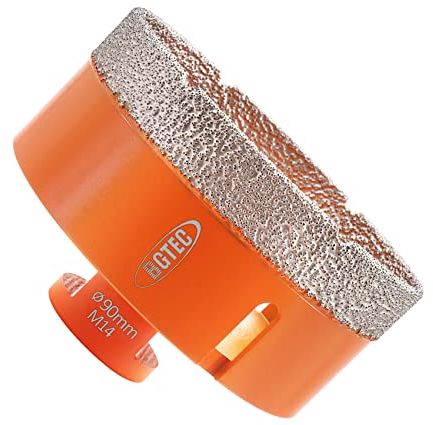 BGTEC Brocas de Núcleo de Diamante Seco para Baldosas de Porcelana, Mármol, Cerámica, Ladrillo con Rosca M14 de 90 mm de Diámetro
