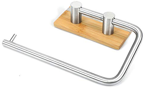 Toilettenpapierhalter, selbstklebend 3M, klorollenhalter ohne Bohren,wc Papier Halterung， Edelstahl und Bambus