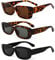 PHOGARY 3 Stück Vintage Rechteckige Sonnenbrille für Damen, Mode Sonnenbrille Rechteckig Retro Schmale Brille mit UV400 Schutz
