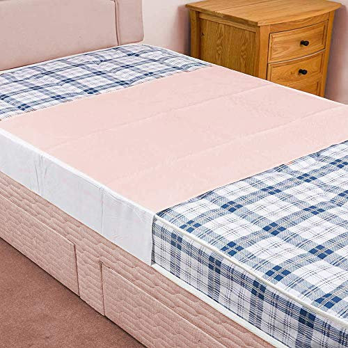 Toilet/Potty Training Dry Nights, Sleep Mat 100% Waterproof Mattress Protector for Kids, Bed Wetting Sheets for Single and Toddler Beds, Non-Slip, Easy to Change at Night, 75x90 with wings, Pink.
