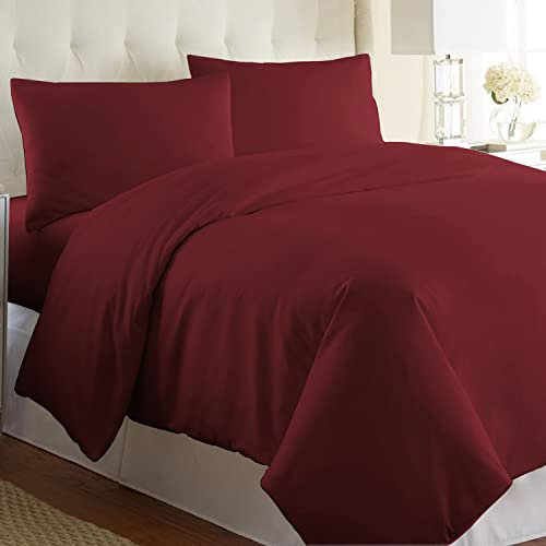 Pizuna 800 Fadenzahl aus Baumwolle Bettwäsche Rio Rot, 100% Langstaple Baumwolle Bettbezug und Kissenbezug, 100% Baumwolle Mako Satin 3-Teilig Bettwäscheset 200x220 + 80x80 Rio Rot