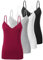 vislivin Camiseta para Mujer Camiseta Sin Mangas con Encaje Top Sin Mangas de Cuello en V Camisola Negro/Blanco/Gris/Vino Rojo L