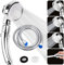 Shower Head and Hose 2m, High Pressure Shower Heads with Stop Button, Universal Handheld Shower with 3 Spray Modes, Water Saving Shower Head 360° Rotating for Adults Children Pets Home, Chrome