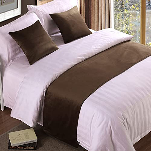 BiiKoon Bettläufer und Kissen-Set, Polyester-Flanell, Bettläufer, Queen-Size-Bett, Doppelbett, King-Size-Bett, Braun