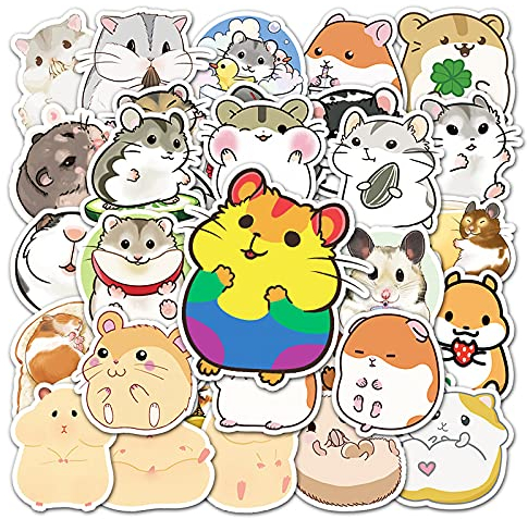 LYLSDSB 50 Stück Hamster Aufkleber Niedliche Tier Aufkleber für Laptop Skateboard Snowboard Gitarre Gepäck Auto MotorradWasserflasche Telefon, wasserdichte Cartoon Kawaii Aufkleber für Teens Kinder