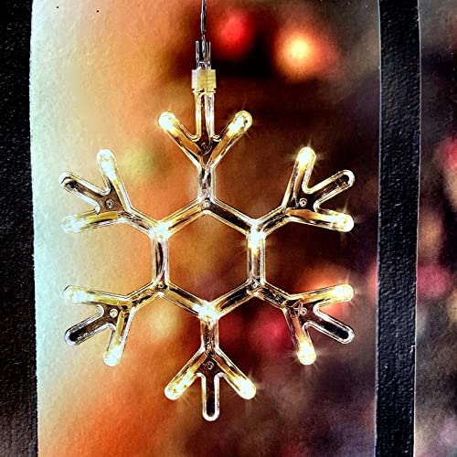 DbKW (Schneeflocke) LED Fensterbild mit Saugnapf und batteriebetrieben. Silhouette Weihnachten Leuchtbild