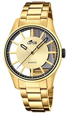 Lotus Herren Analog Uhr Edelstahl 316L Gold - Quarz - Mineralglas - 5 ATM Wasserdicht 18903/1 Special Prices