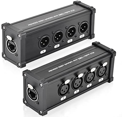 JOLGOO 4 Channel 3 Pin Multi Network XLR Cable Breakout, 3 Pin XLR to RJ45, for Live Stage, Home Studio Recording, XLR, AES, DMX Channels Over RJ45 Cat5/Cat6 Ethernet Cable