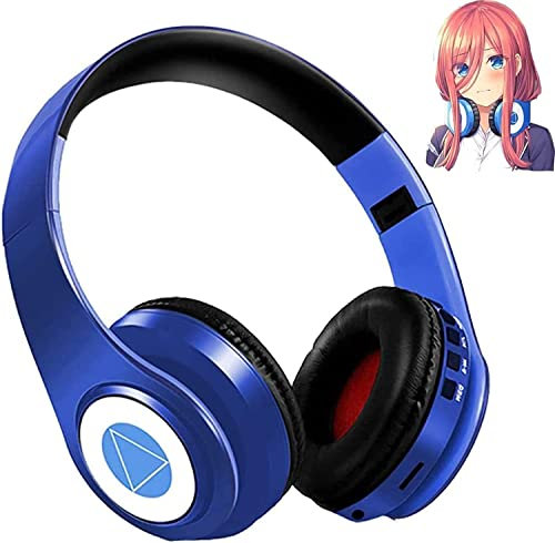 Nakano Miku - Auriculares Bluetooth estéreo de alta fidelidad inalámbricos con micrófono integrado, los quintuplets de manga de dibujos animados para cosplay (azul)