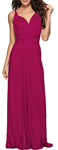 xxxiticat - Abito da sera lungo da donna, elegante abito da damigella d'onore, abito da cocktail, per le feste, Colore: rosa., L