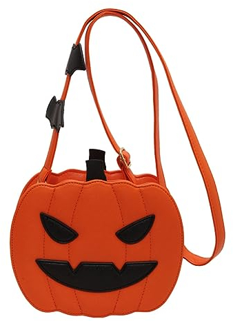 DKIIL NOIYB Halloween Tasche Kürbis Umhänge Tasche Süße Geistergesicht Umhängetasche Teufelstasche Lustige Tasche PU Leder Geldbörse Teufels Einkaufstasche