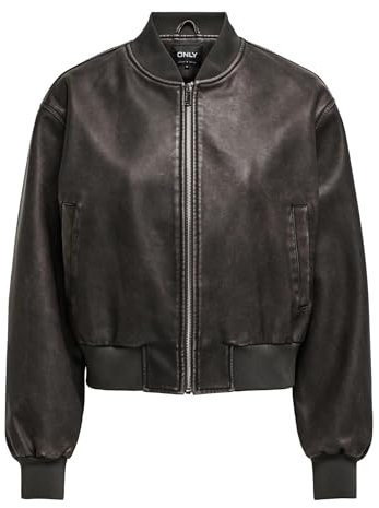 ONLY Onljane-Bomber in Finta Pelle Slavato Otw, Marrone Cioccolato, L Donna