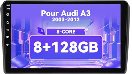 Kymmtun Radio de coche Android 12 Pour Audi A3 2 8P (2003-2012), navegación GPS, Lecteur de Limitation IPS, DSP, 4G, WiFi, RDS, Sans Fil, Carplay (8Go+128Go)