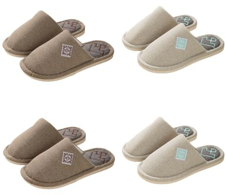 Teceyfeet Gästehausschuhe Set Waschbar,4 Paar Unisex Hausschuhe Set Winter Warm Gästepantoffel Filzpantoffeln Rutschfest Pantoffeln Slippers Ideal für Gäste, Familie, Hotel, Reisen