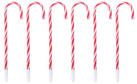 DEARMAMY 6 Stück Weihnachts-Zuckerstangen-Kugelschreiber Urlaubsstifte Großpackung Für Weihnachtsfeiern Schreibwaren (Rot Und Grün)