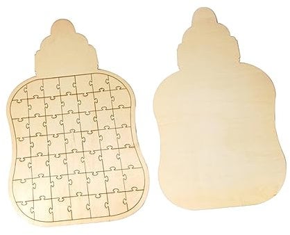 Ciieeo Wooden Personalized Guestbook Alternative for Wedding Creative Bottle Shape Jigsaw Visitors Book