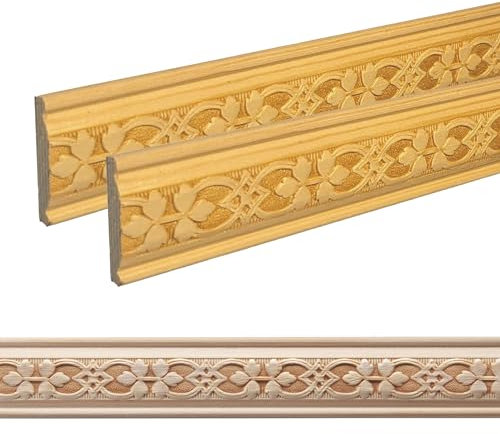 ben+camilla.com Ornament Leiste Holz für Möbel in 30 x 7 x 1000 mm | 2-er Set = 2 Meter | PK-503 mit 3D Blatt Kiefer | Zierprofile Friesenleiste Wandleiste Profilleiste