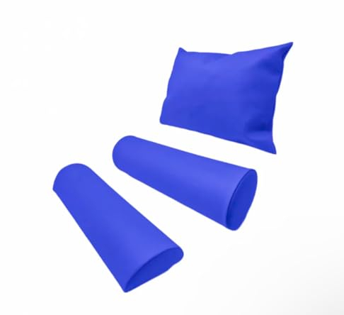 Physiofit24 Lagerungsset Atoll BLAU Halbrolle + Rolle + Kopfkissen Made IN Germany (Knierolle/Nackenrolle) (Atoll Blau)