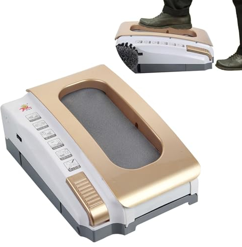 WJFLUCK 12V selbstreinigende Schuhsohlen-Reinigungsmaschine, geräuscharm, eingebauter Akku, automatischer Stiefelschaber mit doppelter Stromversorgung,Gold