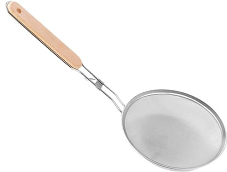 Shurzzesj Colador de alimentos de malla, colador de cuchara de cocina de mango largo, cuchara de cocina de grasa y espuma para verduras, café, harina, azúcar, cacao en polvo