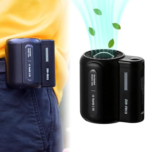 Portable Waist Clip Fan, Powerful Speed Adjustable Wearable Personal Outdoor fan, Handheld Fan, Mini Cooling Fan for Jobsite, Farms, Traveling, Fishing