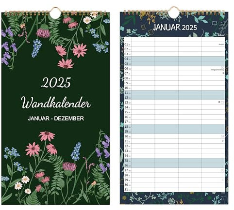Planificador familiar 2025 2026 - Calendario de pared 2025 2026 planificador familiar 4 columnas, calendario familiar 2025 2026 de julio de 2025 a diciembre de 2026, 38,2 x 22 cm, pétalo