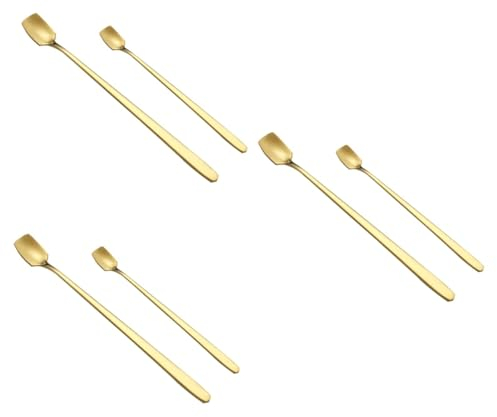 Mikinona 6 Stk Rührlöffel mit langem Griff Kaffeelöffel icecream scoop kaffelöffel the golden spoon coffee spoon dessertlöffel kaffeemesslöffel cocktaillöffel Edelstahllöffel