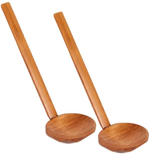 cuillère à pot chaude en bois à manches ramen cuillère en bois grande cuillère de pot chaude tortue boisson à soupe cuillères 2pcs